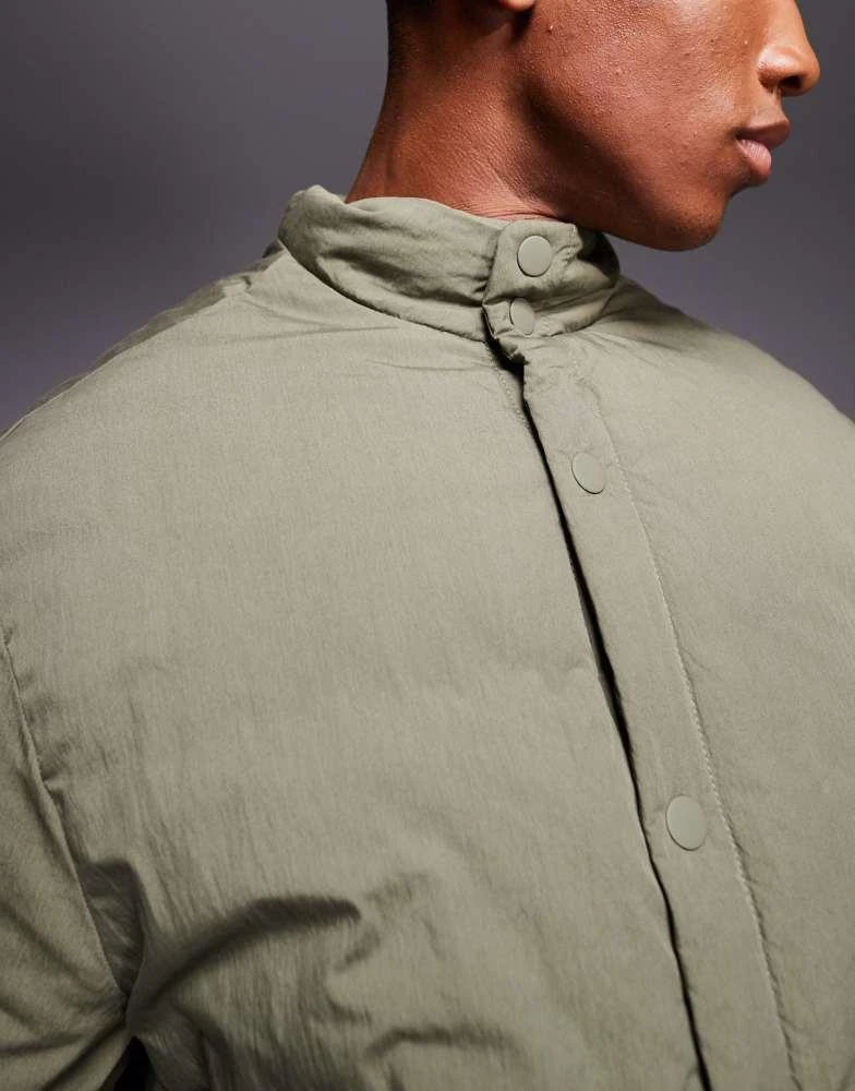 ASOS ASOS DESIGN puffer jacket with concealed pockets and rib cuffs in green 3