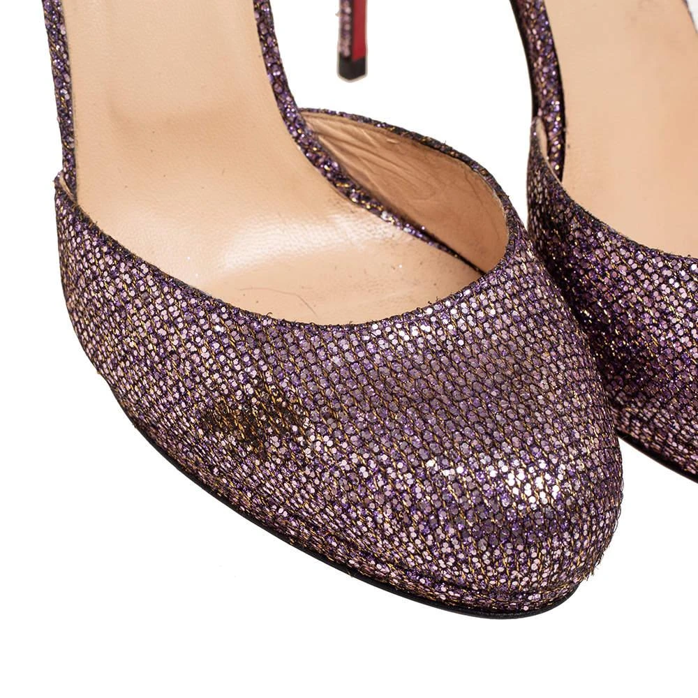 Christian Louboutin Christian Louboutin Purple Glitter Fabric/Mink Crazy Fur D'orsay Pump Size 39.5 9