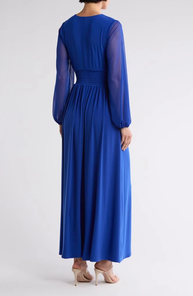 MARINA Pleated Smocked Long Sleeve Chiffon Dress 2