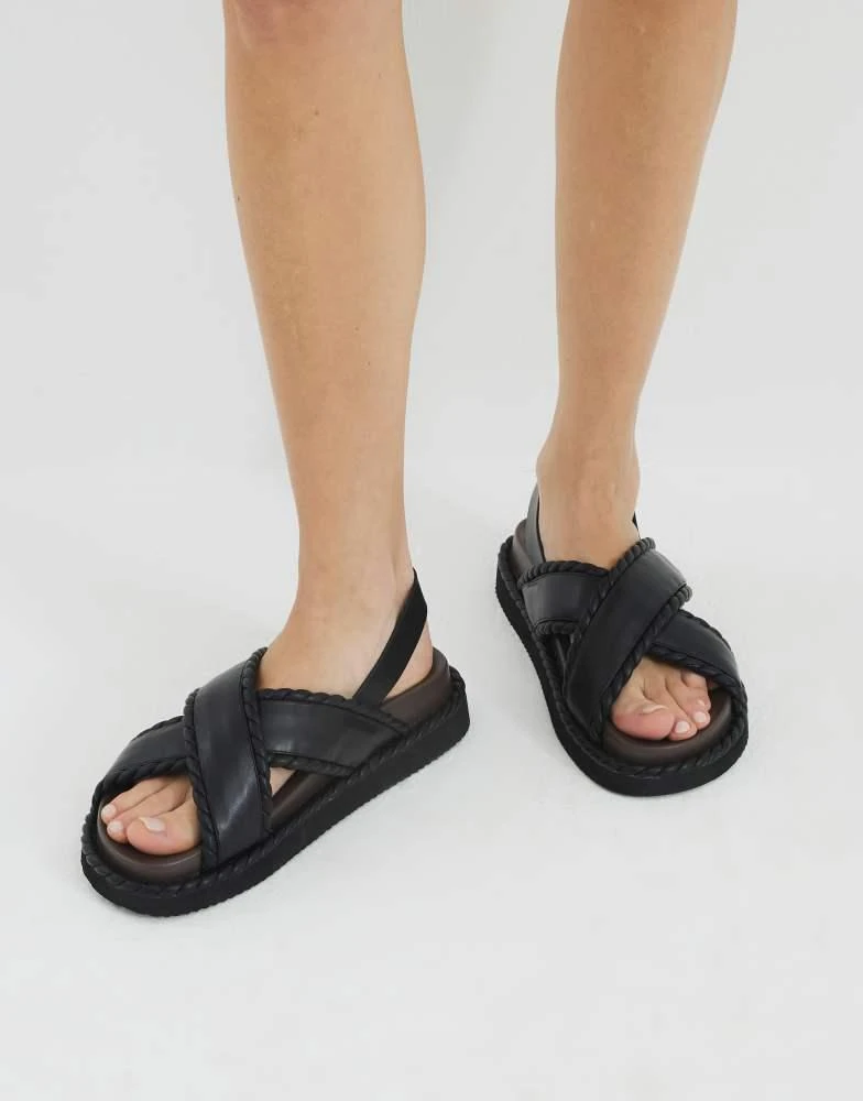 River Island River Island Cross strap chunky sandals in black 1