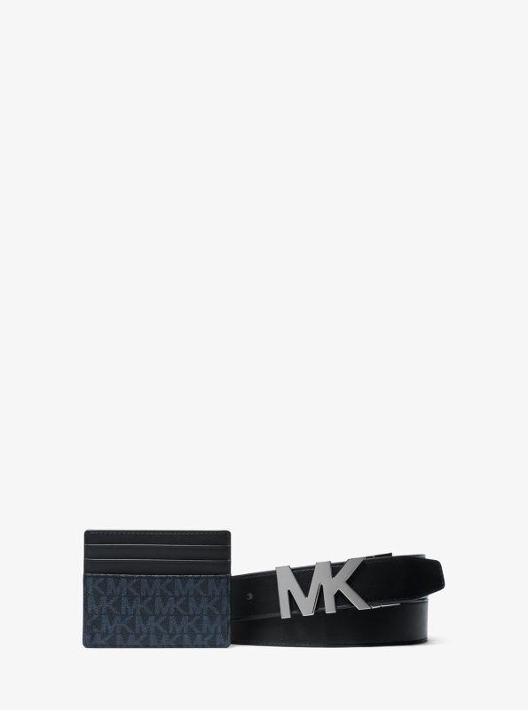 Michael Kors Signature Logo Card Case and Belt Gift Set