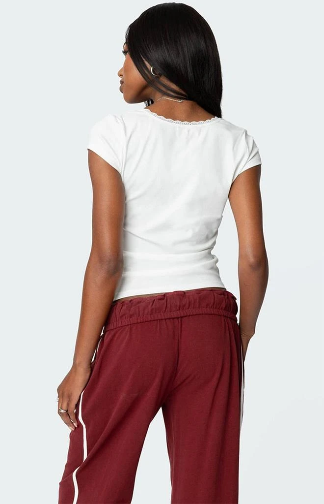 Edikted Priscilla Lace Trim T-Shirt 5