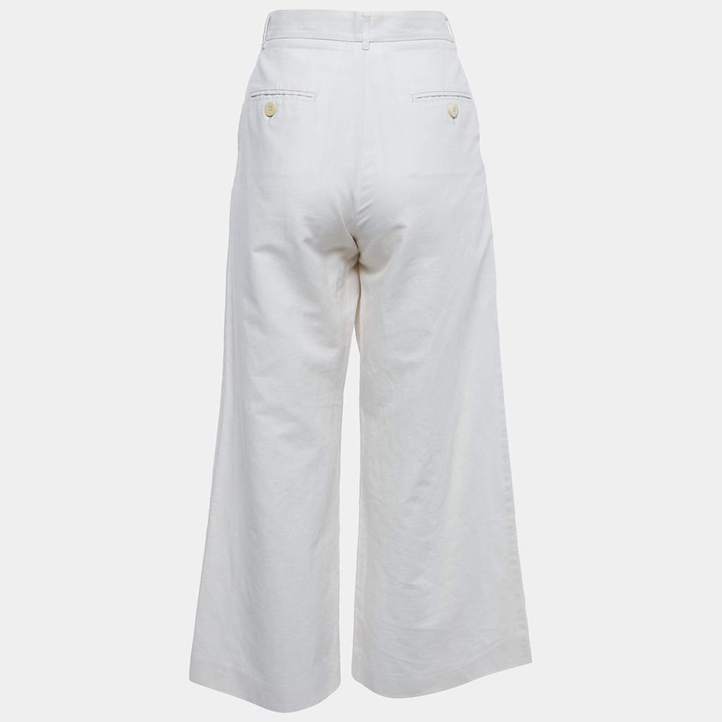 Weekend Max Mara Weekend Max Mara Cream Gabardine Wide-Leg Trousers S