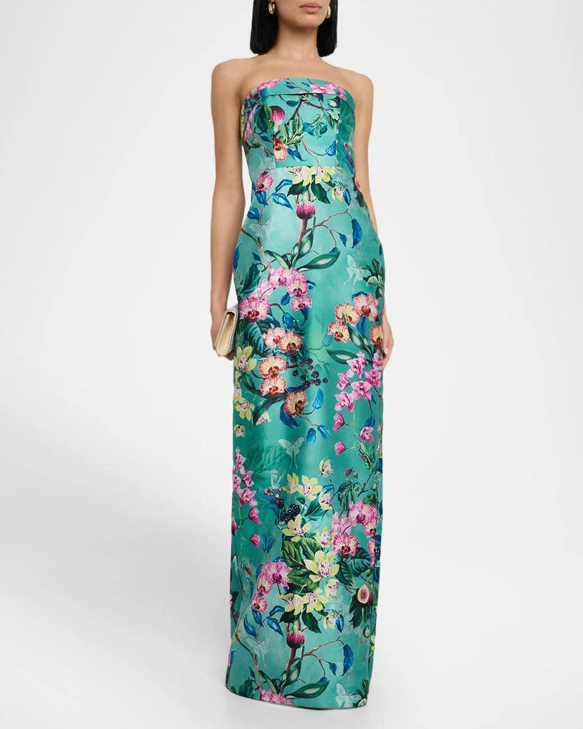 Theia Lulu Floral-Print Mikado Column Gown 4