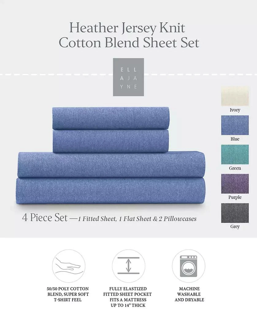 Ella Jayne Soft Heather Jersey Knit 3-Pc. Sheet Set, Twin XL 3