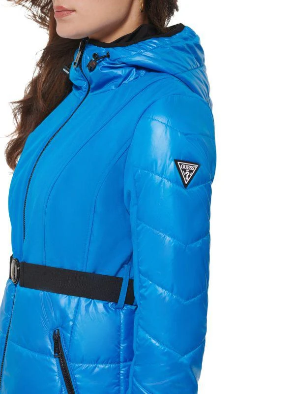 GUESS MIxed Media Belted Hooded Puffer Jacket 3