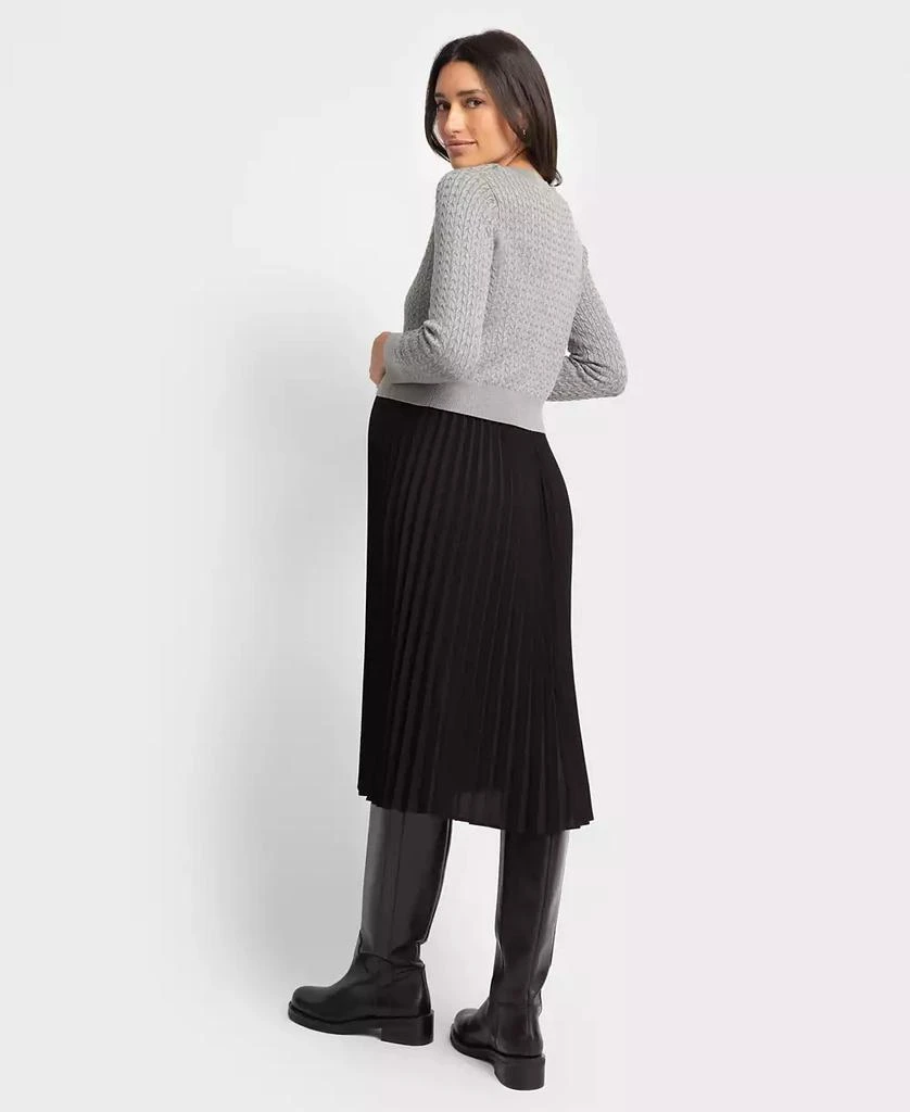 Seraphine Women's Pleated Maternity Nursing Dress with Cardigan Topper 5