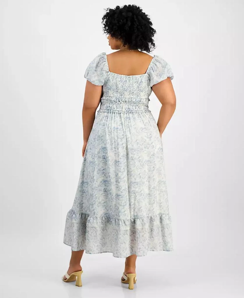 Shop Trendy Plus Size Puff-Sleeve Floral Maxi Dress, Exclusively at Macy's  on Sale at BeyondStyle  Get 59% Off Trendy Plus Size Puff-Sleeve Floral  Maxi Dress, Exclusively at Macy's with Limited-Time Flash