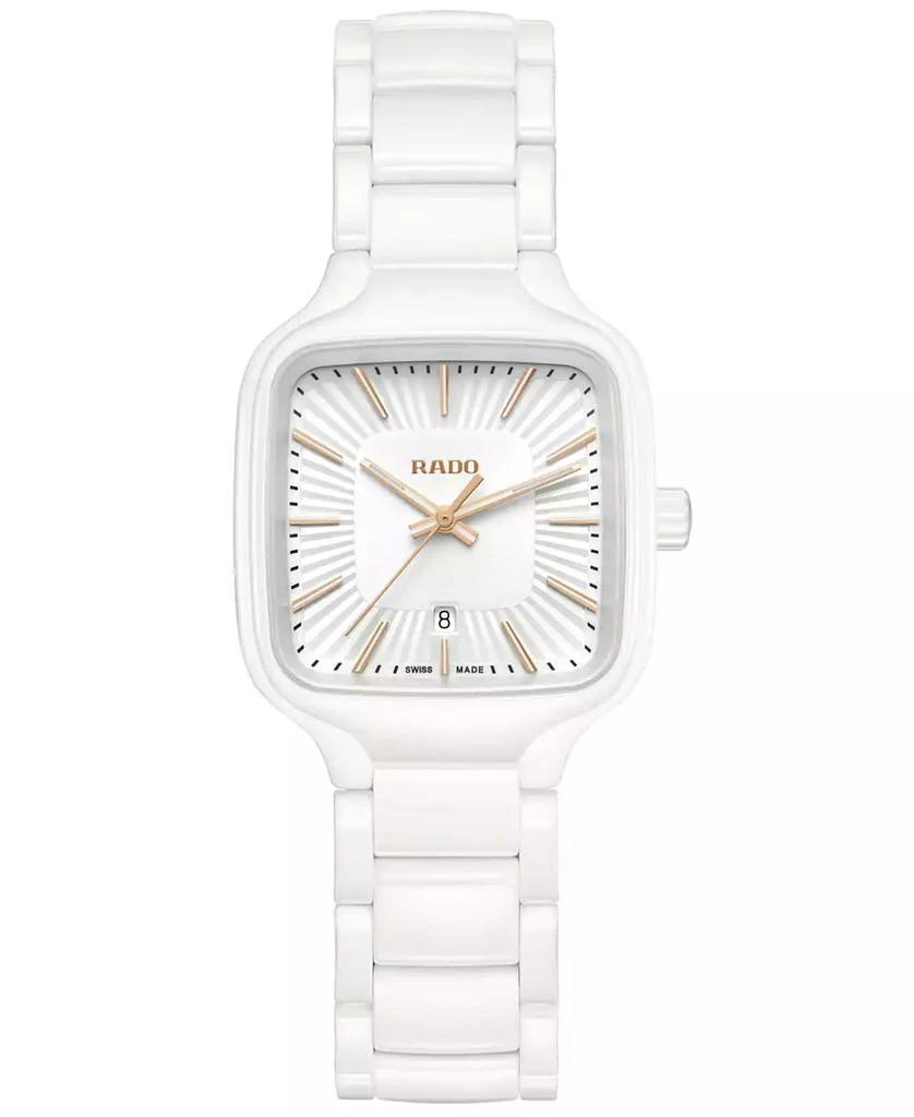 Rado Women's Swiss True Square White High-Tech Ceramic Bracelet Watch 29mm 1