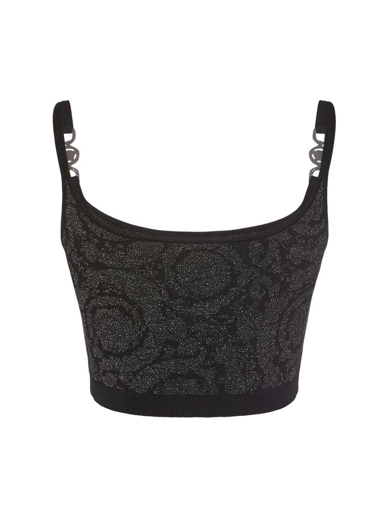 Versace Barocco Embellished Lurex Knit Bra Top 4