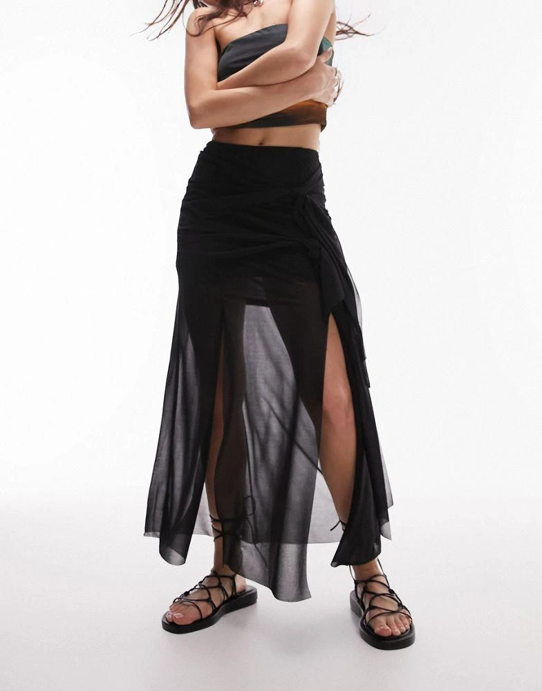Topshop Topshop knot midi skirt in black 1