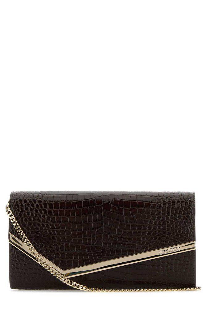 Jimmy Choo Jimmy Choo Emmie Logo Engraved Chain Linked Clutch Bag