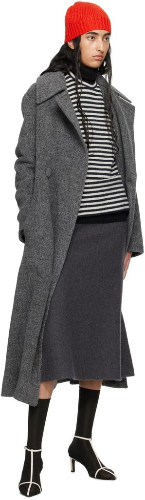 Jil Sander Gray Double-Breasted Coat 4