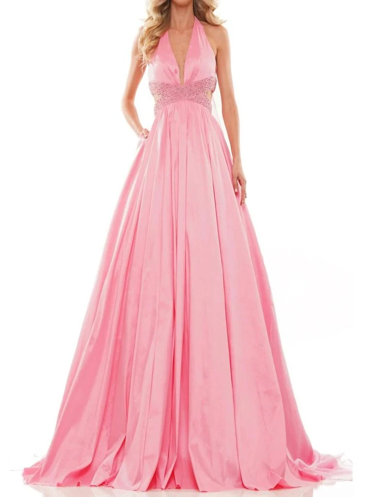 open lace back dress J'Adore Dresses J24011 - Strapless Taffeta Prom Dress 4 / Hot Pink