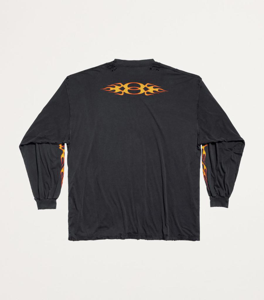 Balenciaga Flame Logo Oversized Long-Sleeve T-Shirt - T