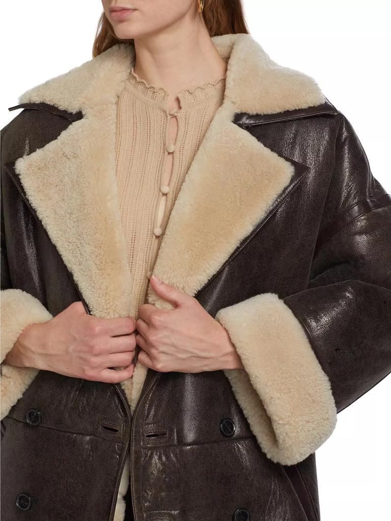 FRAME Shearling-Trimmed Leather Cocoon Coat 6