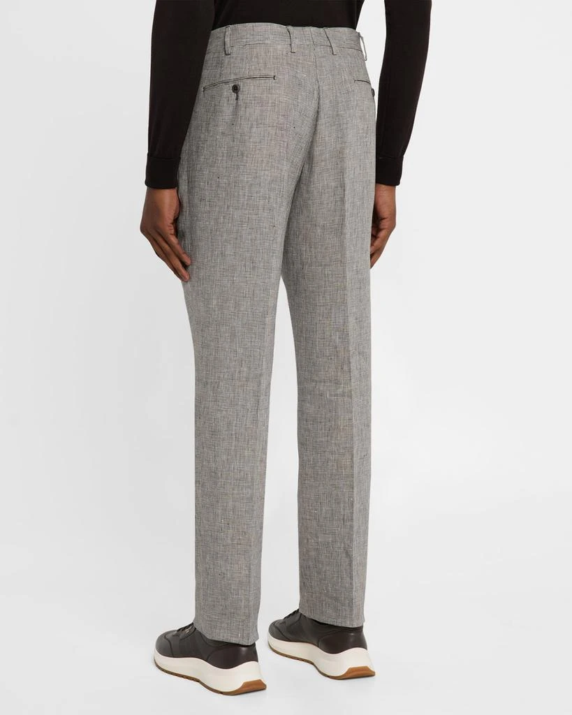 Zanella Men's Parker Linen Check Flat-Front Pants 3