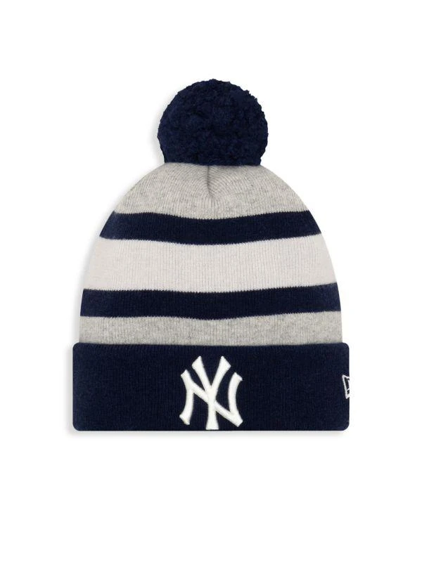 New Era EK New York Yankees Striped Pom-Pom Cashmere Beanie 1
