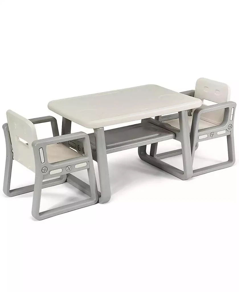 GOUUN Kids Table and 2 Chairs Set with Storage Shelf