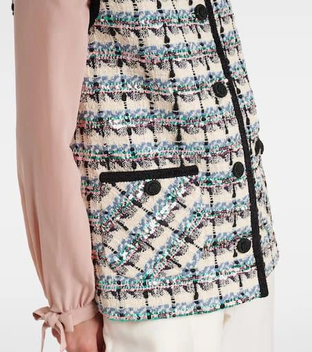 Valentino Mossi sequined cotton-blend tweed vest 5
