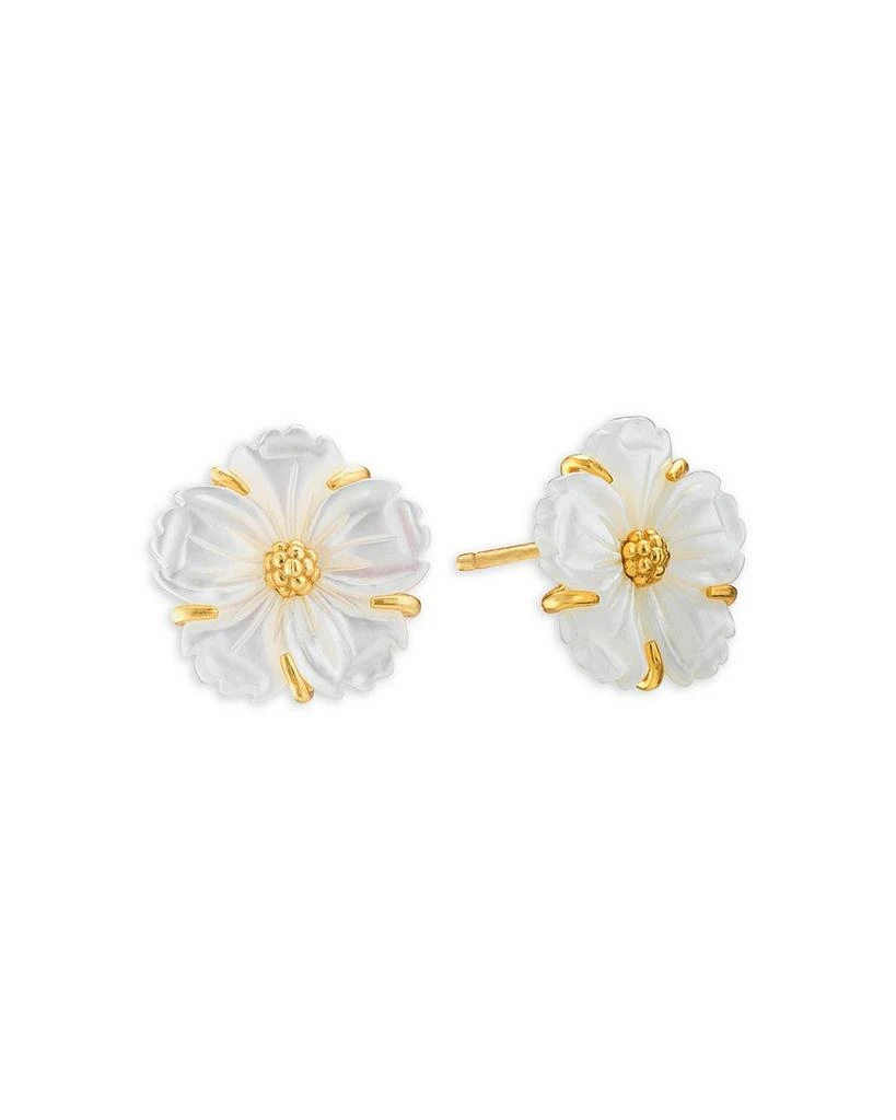 Capucine De Wulf Mermaid Garden Mother Of Pearl Blossom Petite Stud Earrings in 18K Gold Plated 1
