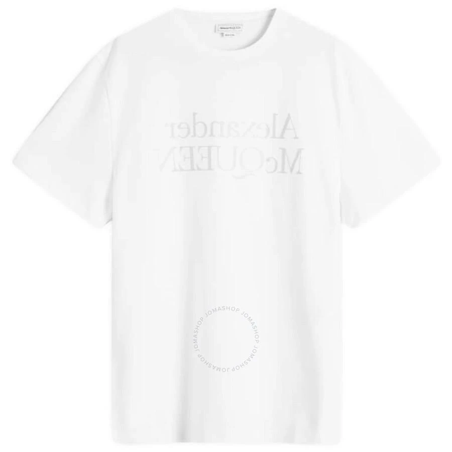 Alexander McQueen Men's White / Silver Reflective Reverse Logo T-Shirt 1