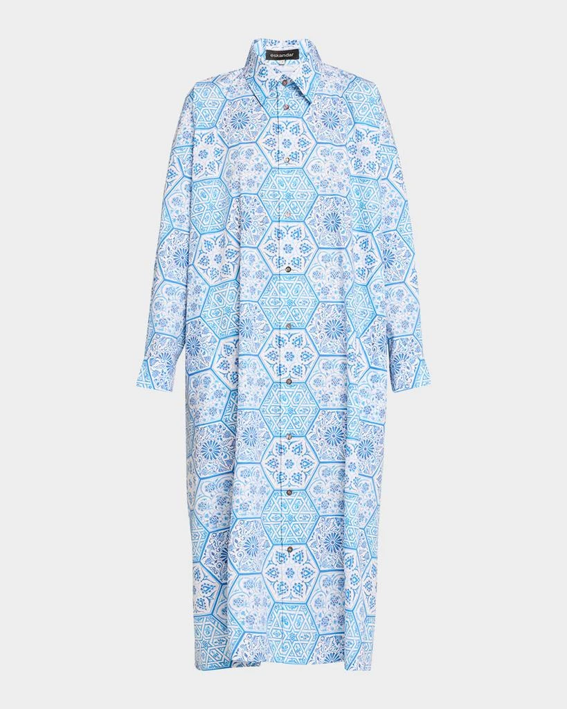 Eskandar Wide A-Line Printed Shirtdress 1