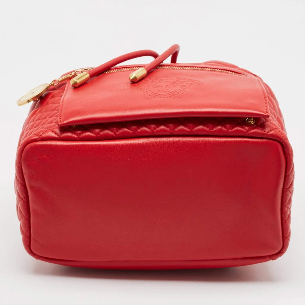 Versace Versace Red Quilted Leather Medusa Tribute Drawstring Backpack 6