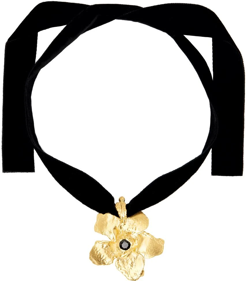 ELHANATI Black & Gold Flower Pendant Necklace 1