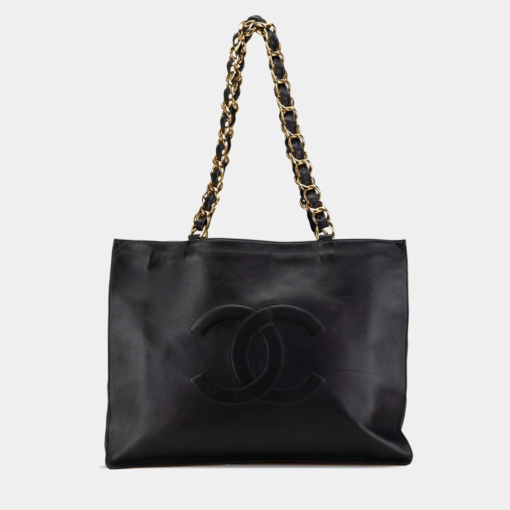 Chanel Chanel Black Lambskin Leather XL Tote Bag 1