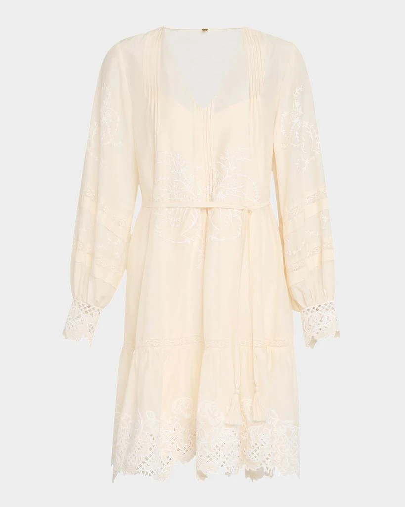 Kobi Halperin Sykora Embroidered Long-Sleeve Belted Dress 1