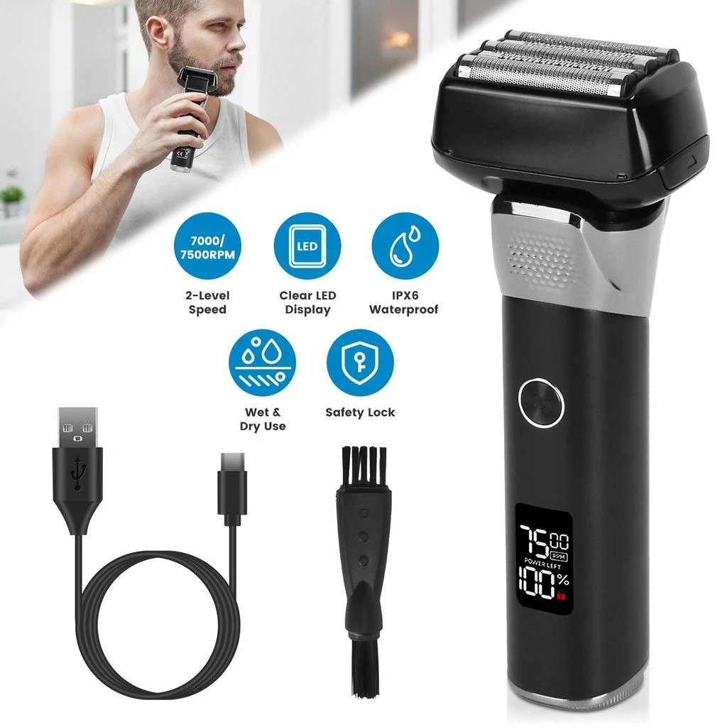 KILLANIC Electric Foil Face Shaver 5-Blade Electric Razor for Men Wet
Dry Jawline Beard Trimmer Precision Sideburn Shavers IPX6 Waterproof with LED Display Cleaning Brushes GPCT5466