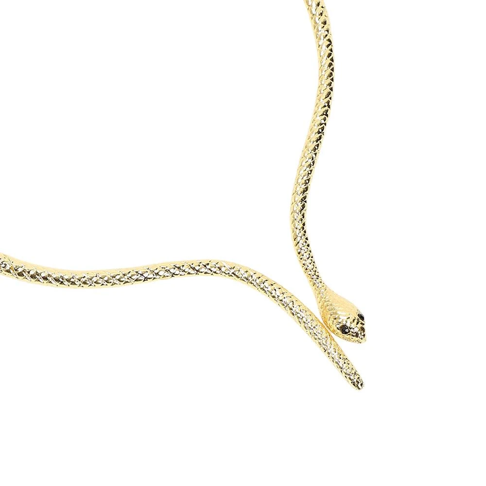 SOHI Women's Antique Gold The Serpent Torque Necklace 5