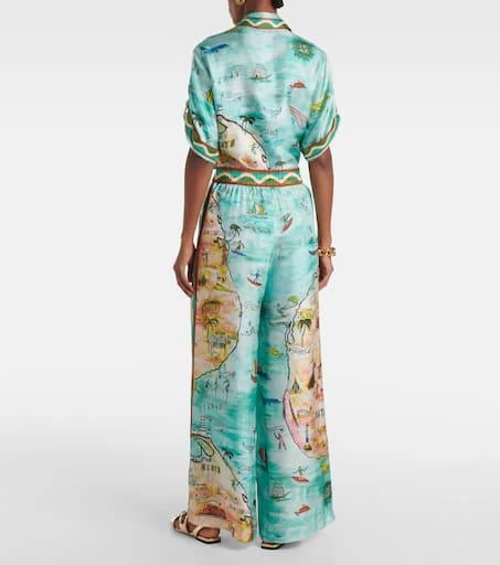ALÉMAIS Swell printed silk twill pants 3