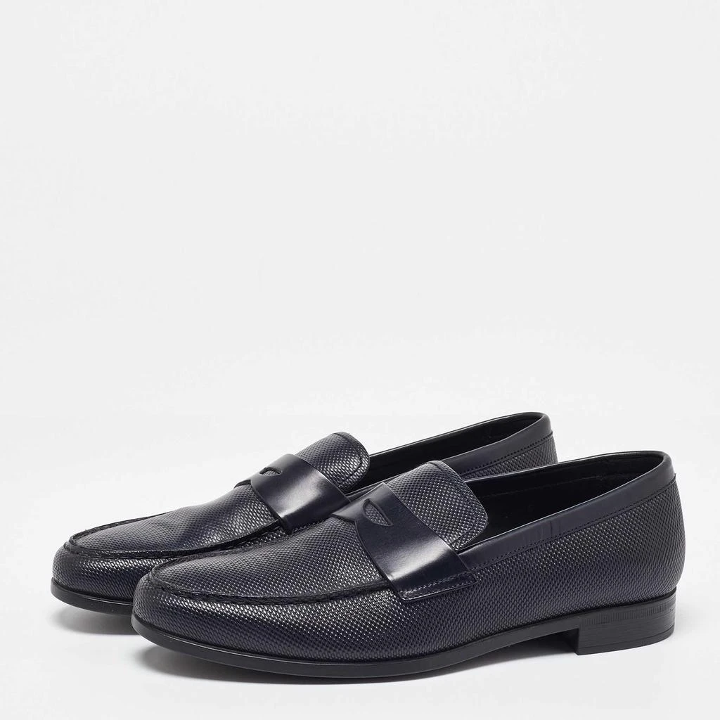 Giorgio Armani Blue Leather Loafers Size 39 – On Sale Now  display picture 2