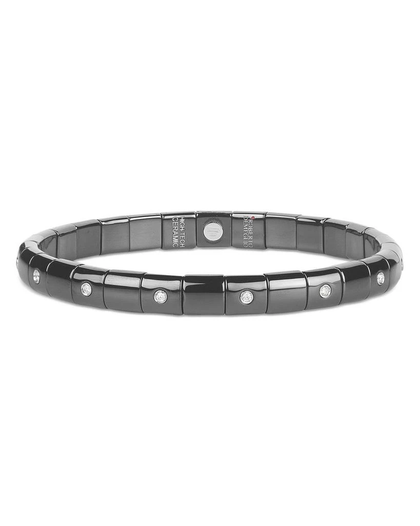 Roberto Demeglio 18K White Gold & Black Ceramic Diamond Bezel Stretch Bracelet 1