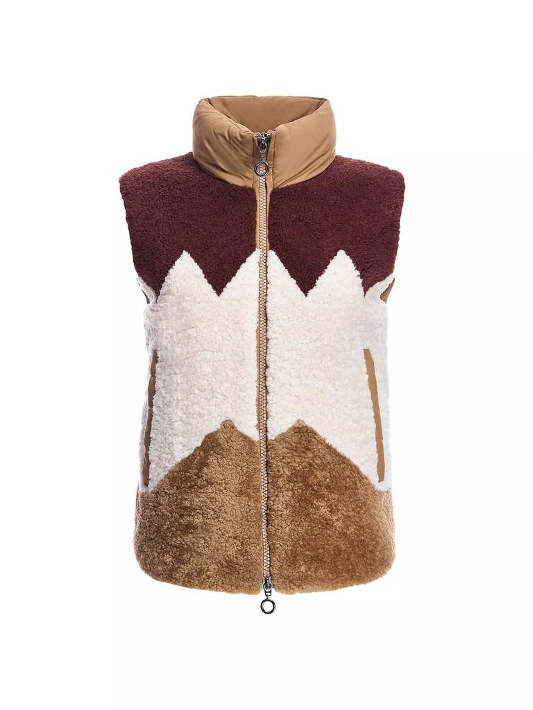 Maximilian Colorblocked Geometric Shearling Vest