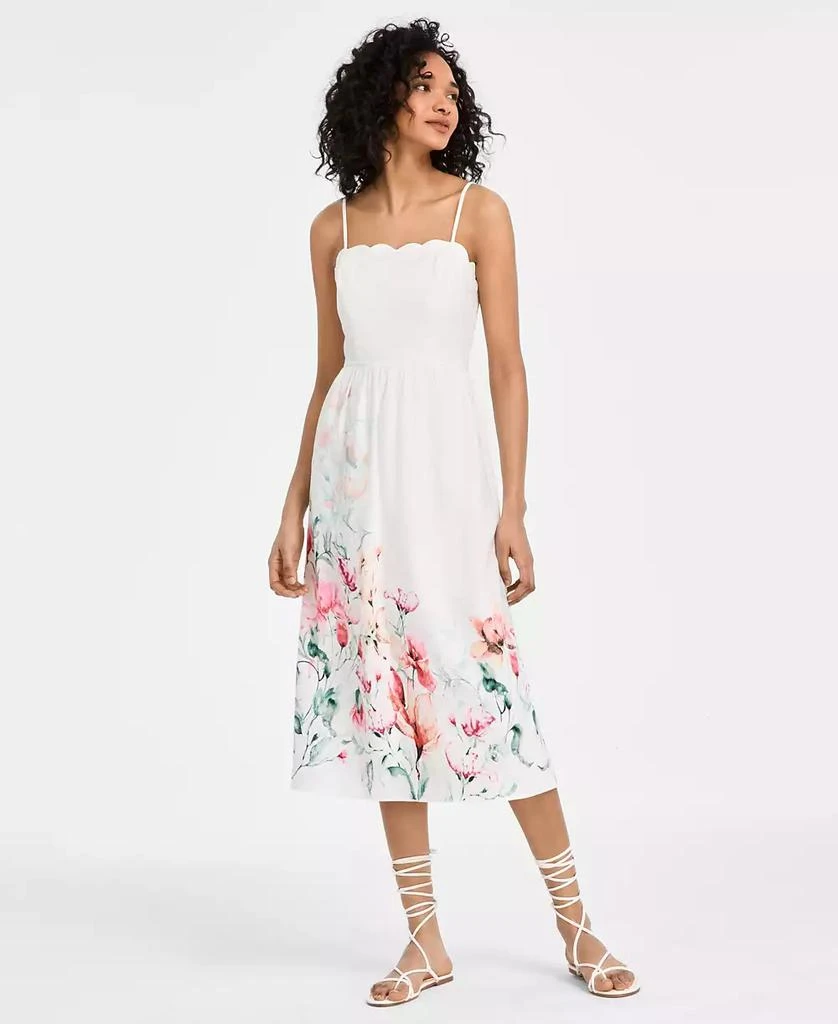 City Studios Juniors' Scalloped-Neck Placed Floral Midi Dress 1