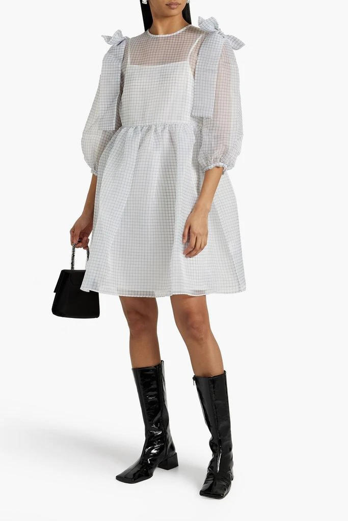 shrimps Max bow-embellished checked organza mini dress 2