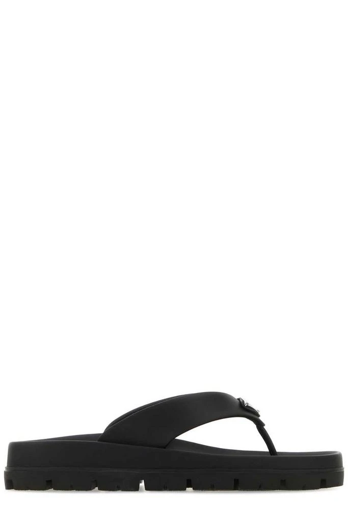 Prada Prada Logo Plaque Round-Toe Flip Flops 1