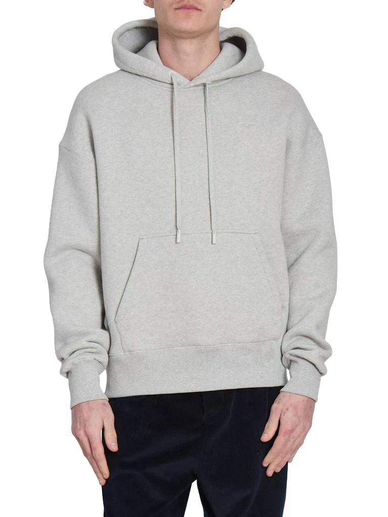 AMI Logo-Embossed Cotton-Blend Hoodie 3