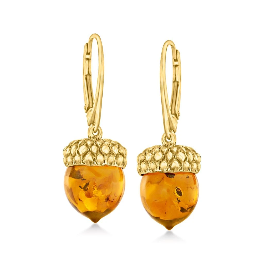 Ross-Simons Amber Acorn Drop Earrings in 18kt Gold Over Sterling 1
