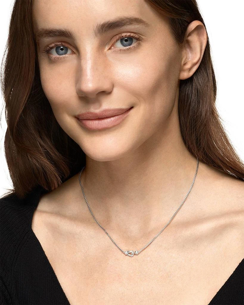 David Yurman Petite Buckle Necklace in Sterling Silver with Diamonds, 16.2mm 2