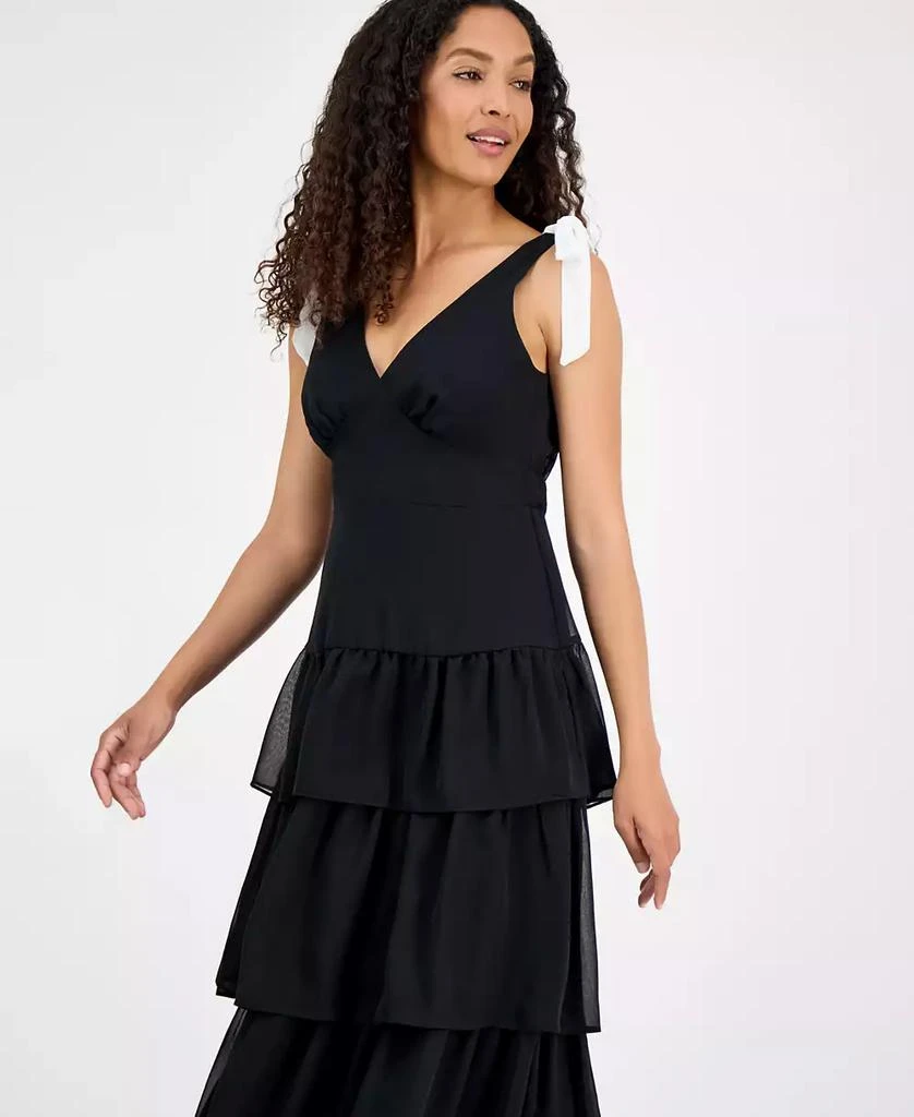 julia jordan Women's V-Neck Tiered-Ruffle-Trim Chiffon Dress 4