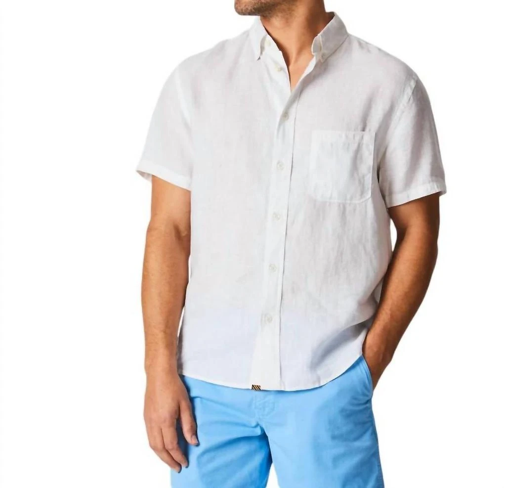 Billy Reid Short Sleeve Tuscumbia Shirt Button Down Shirt In White 1