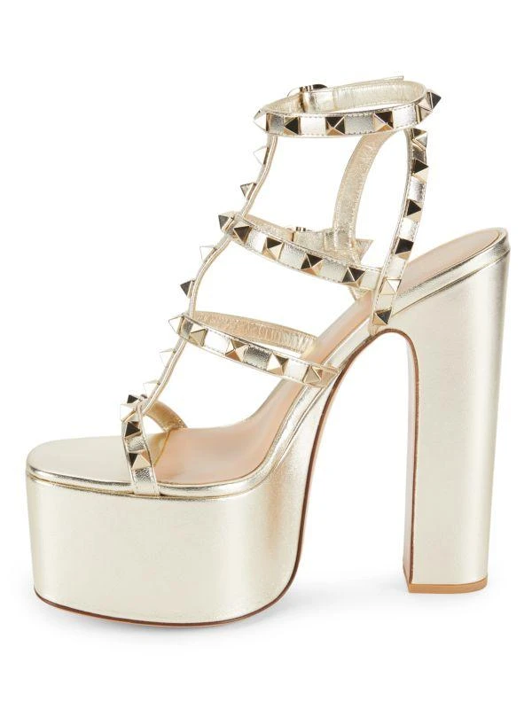 Valentino Rockstud Metallic Leather Platform Sandals 4