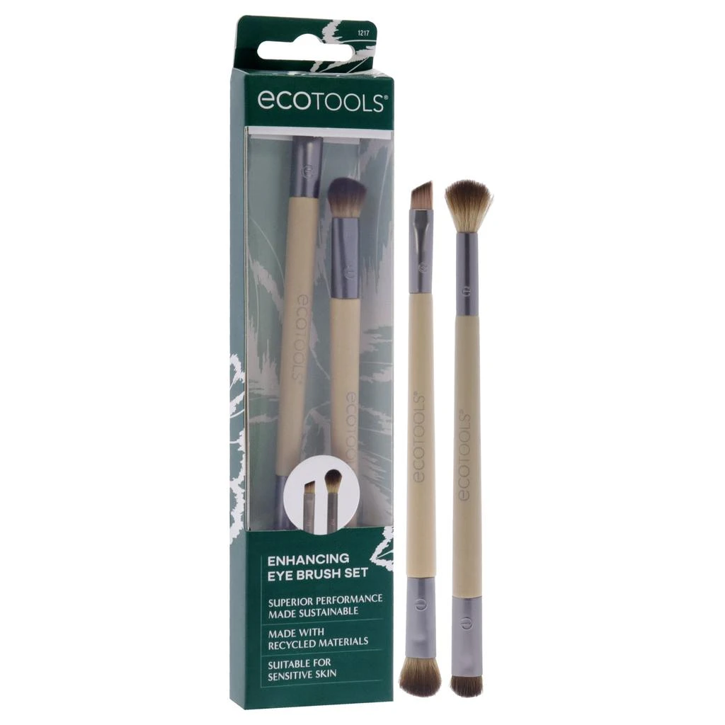 EcoTools Enhancing Duo Eye Brush Set by  for Women - 2 Pc Shade Plus Define Eye Brush Duo, Smudge Plus Blend Eye Brush Duo 3