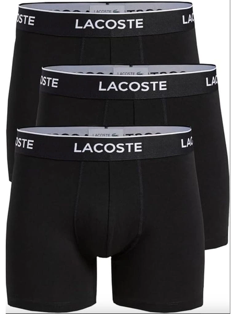 Lacoste Men's Casual Classic 3 Pack Cotton Stretch Boxer Briefs In Black 1