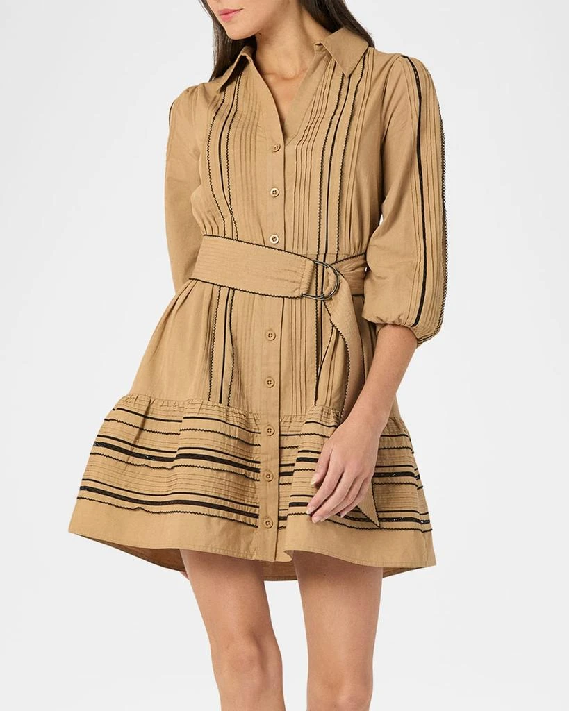 Shoshanna Towns Pintuck Flounce Cotton Mini Dress 2