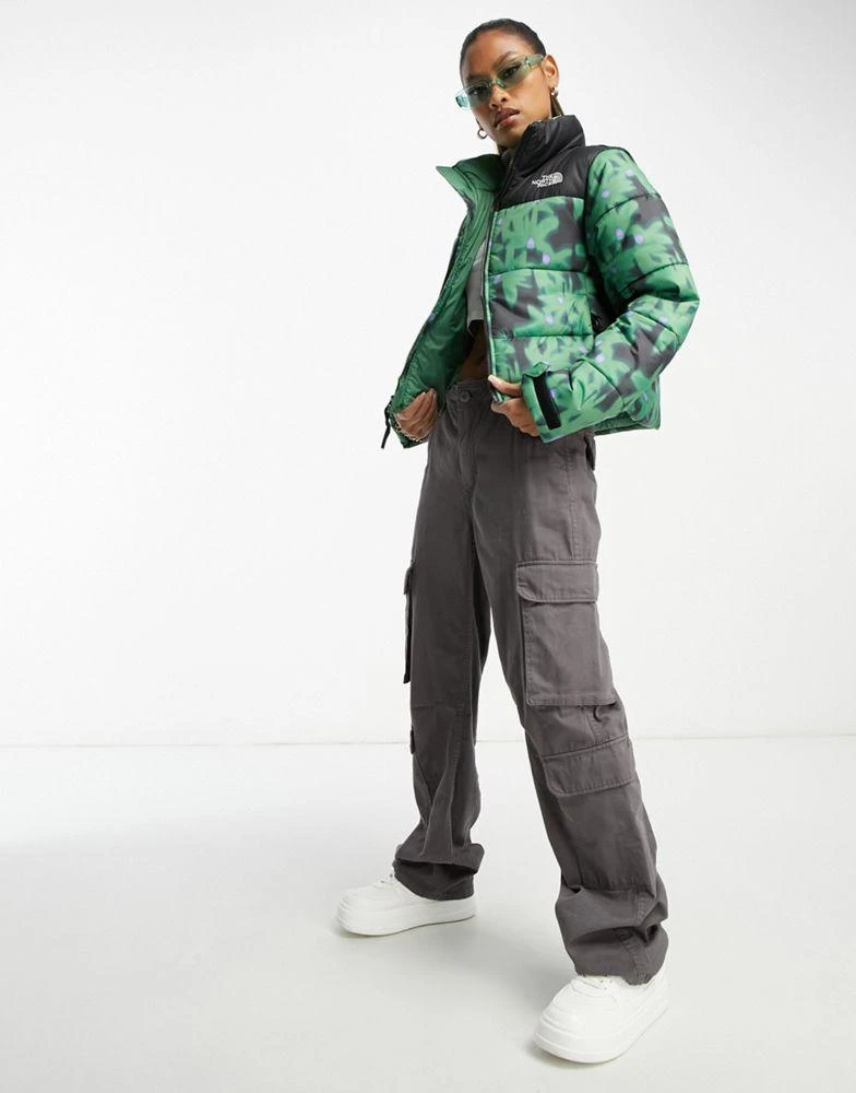 The North Face The North Face Saikuru cropped puffer in green flower print Exclusive at ASOS 2